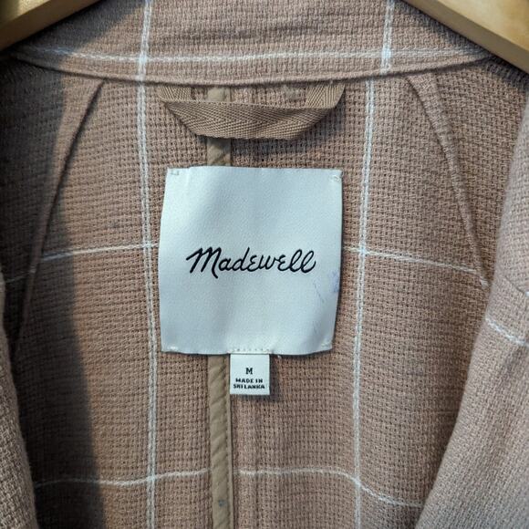 Madewell Breezewoven Larsen Blazer in Windowpane Size M Linen Blend Sandstone - Picture 5 of 7